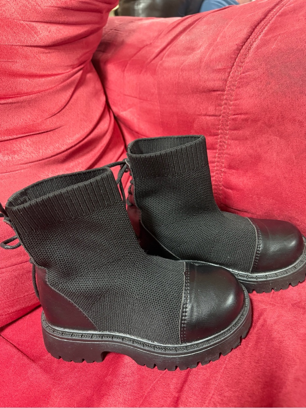 Kids Black Knit Chelsea Boots